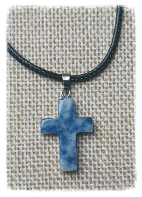 Pendentif croix pierre précieuse - Sodalite