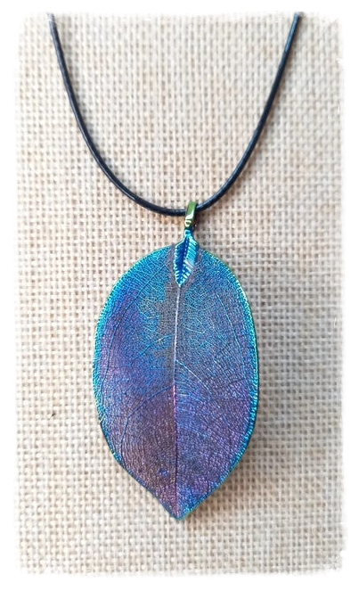 Pendentif en véritable feuille - Modèle Lavande