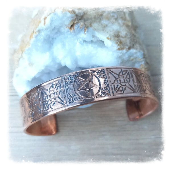 Bracelet cuivre massif gravé affirmation - I am bright