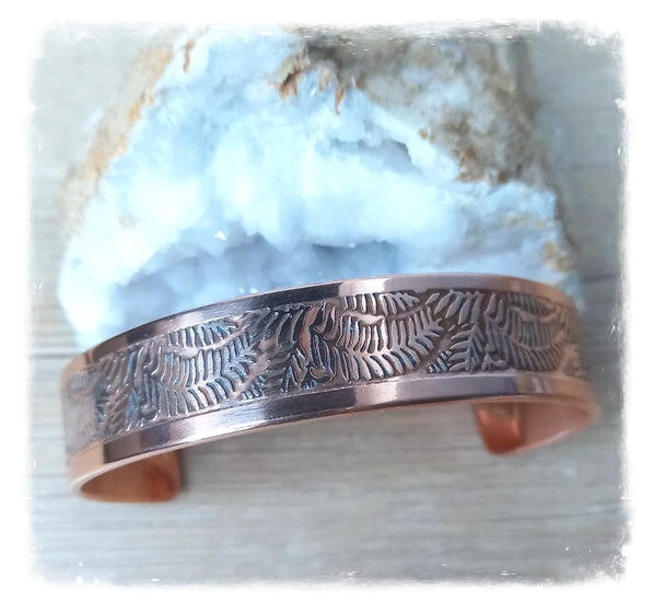 Bracelet cuivre massif gravé affirmation - I am strong