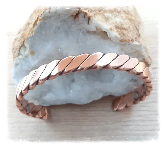 Bracelet masculin cuivre massif avec aimants