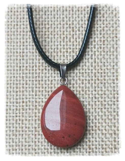 Pendentif goutte pierre précieuse - Jaspe rouge