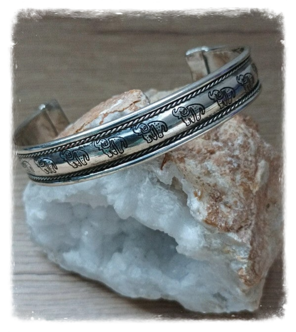 Bracelet métal blanc éléphants