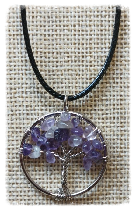 Pendentif Arbre de Vie en gemme - Améthyste