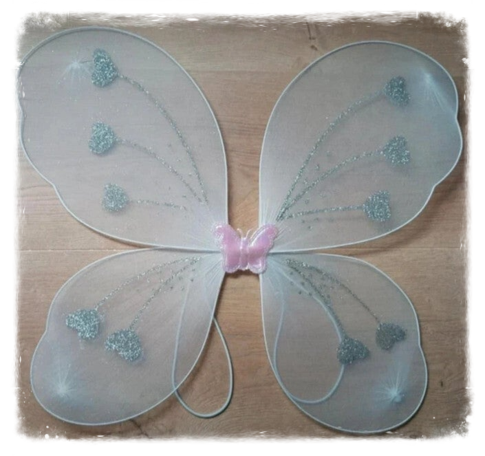 Ailes de papillon paillettes - Blanches