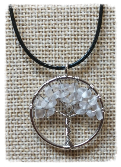 Pendentif Arbre de Vie en gemme - Cristal de roche