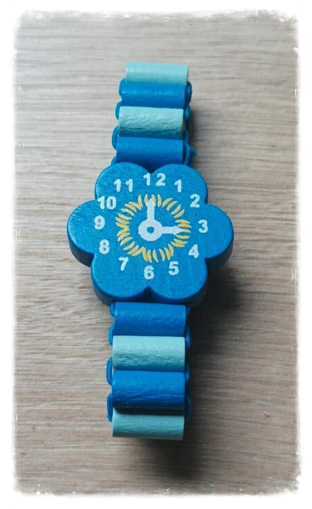 Bracelet élastique montre en bois - Bleu