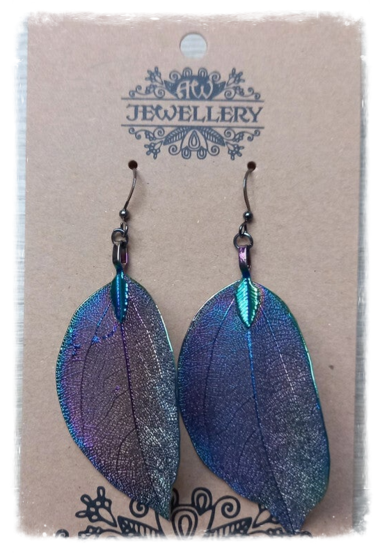 Boucles d'oreilles en véritables feuilles - Modèle Métallique
