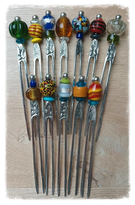 Pique à cheveux double métal et verre