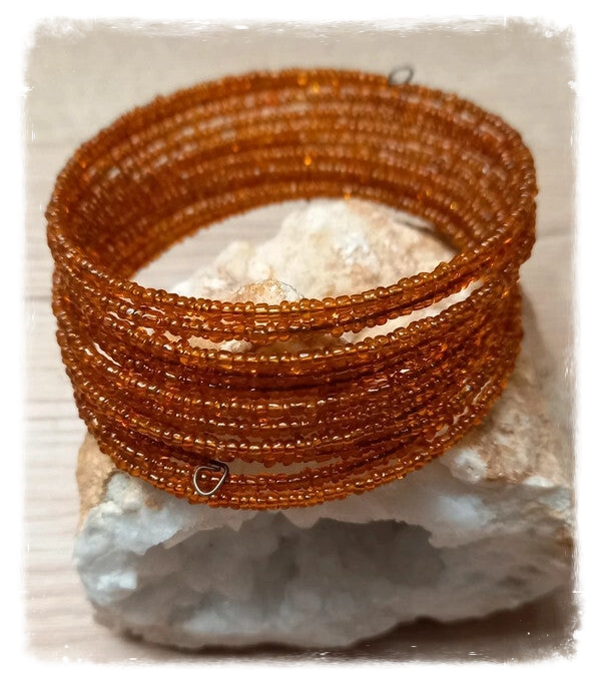 Bracelet spirale Perles de rocailles - Orange