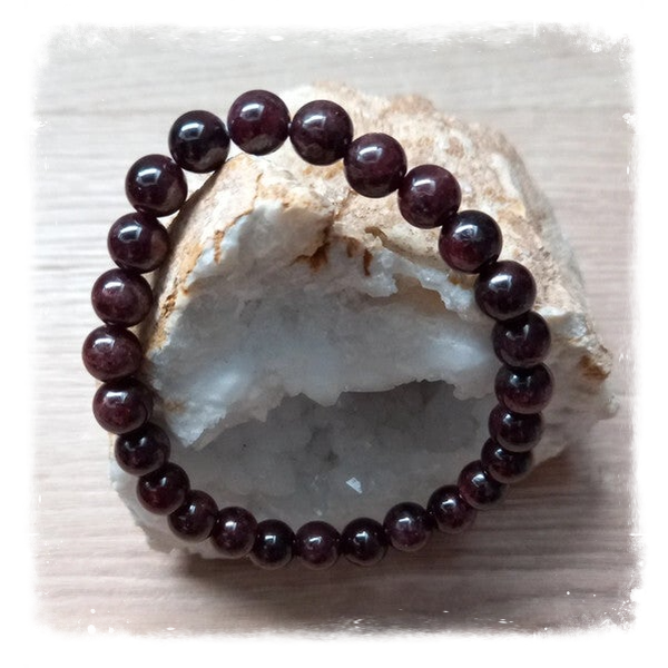 Bracelet de puissance en gemme - Grenat Sanguine