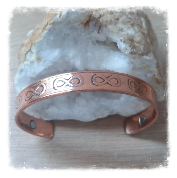 Bracelet cuivre massif & aimants motif Infini (Ref.120)