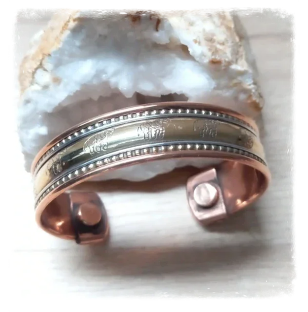 Bracelet cuivre magnétique large Éléphants (Ref.041)