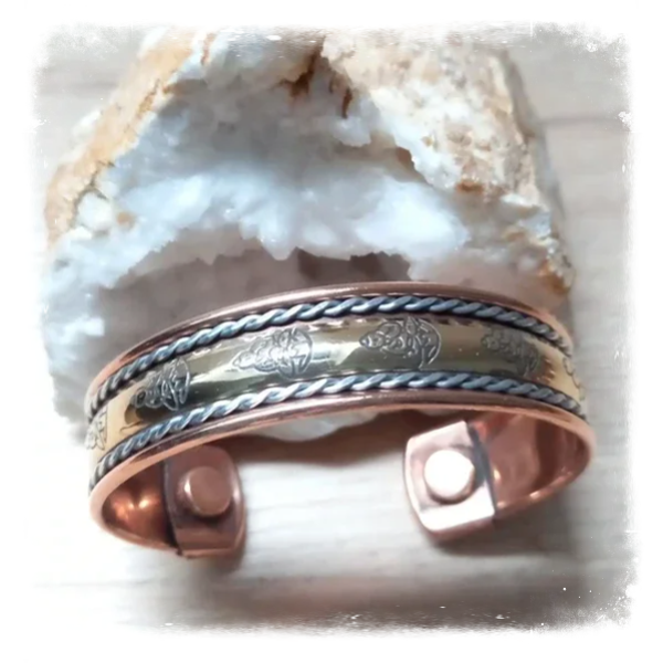 Bracelet cuivre magnétique large Bouddha (Ref.043)