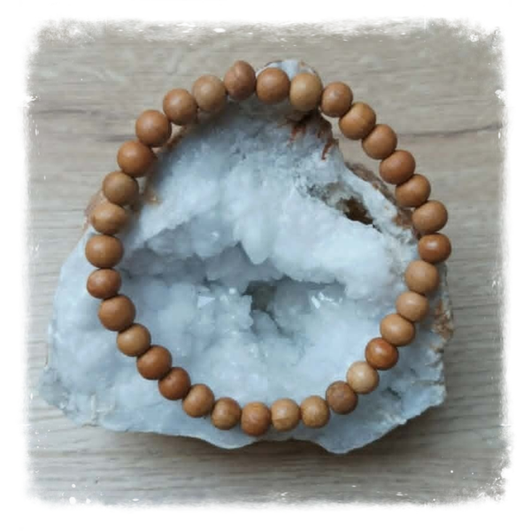 Bracelet perles en bois - Beige