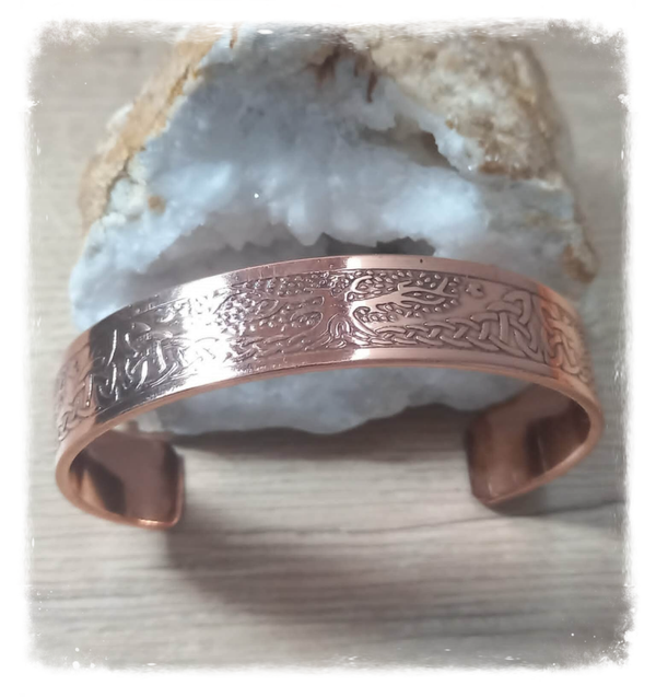 Bracelet cuivre massif style Médiéval - Gravé affirmation - I am Bright (Ref.086)
