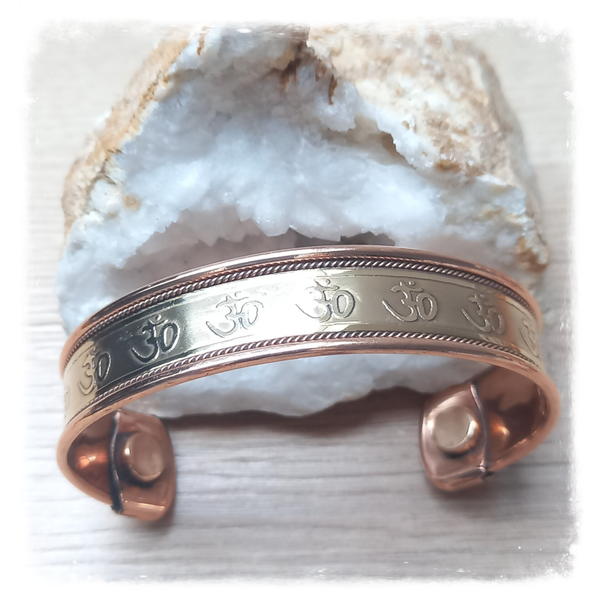 Bracelet cuivre magnétique large symbole Om (Ref.040)