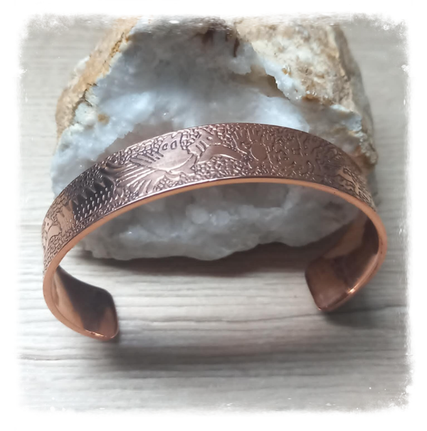 Bracelet cuivre massif style Médiéval - Gravé affirmation - I am Brave (Ref.090)
