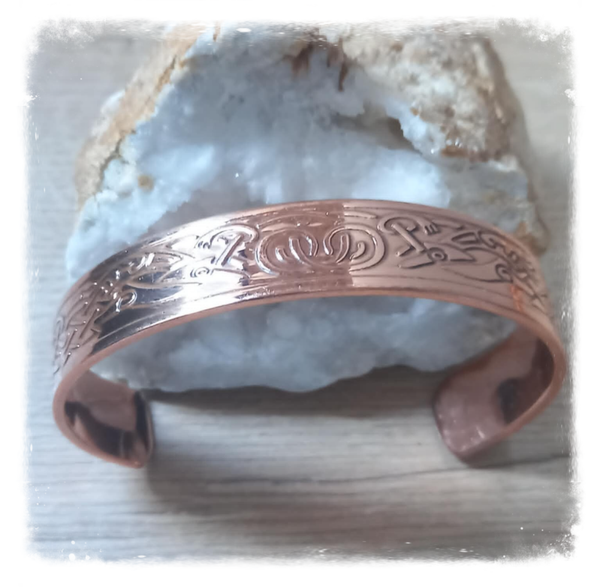 Bracelet cuivre massif style Médiéval - Gravé affirmation - I am Love (Ref.088)