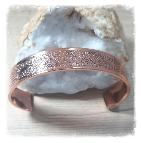 Bracelet cuivre massif style Médiéval - Gravé affirmation - I am Strong (Ref.087)