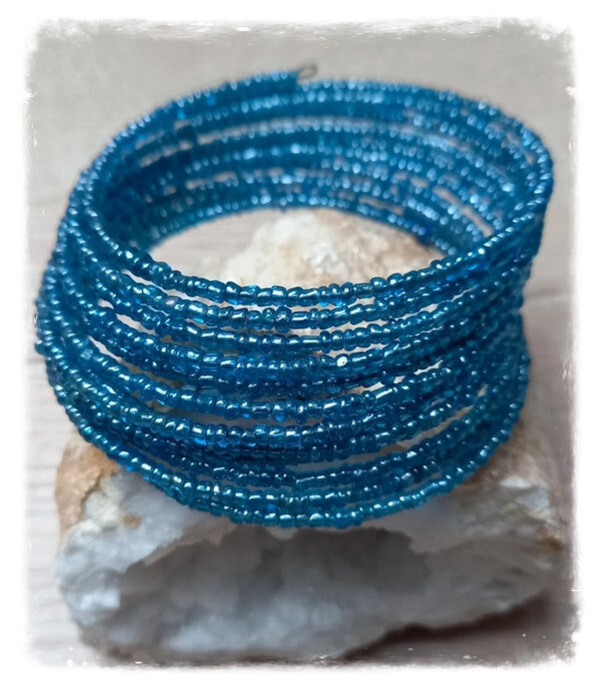 Bracelet spirale Perles de rocailles - Bleu nacré