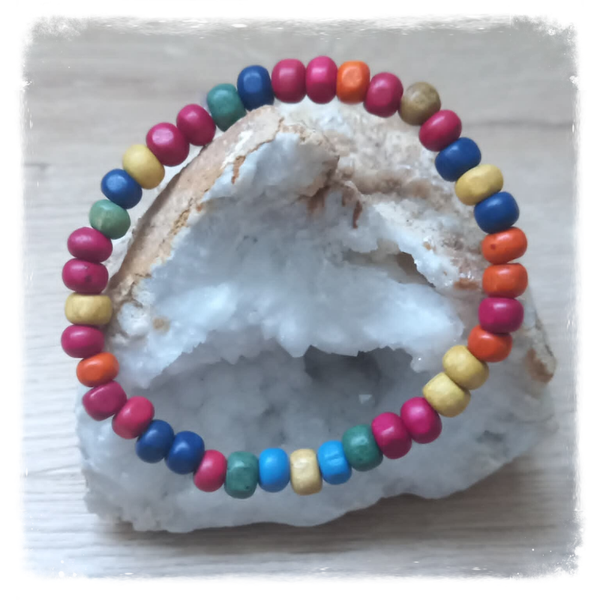 Bracelet perles en bois - Multicolore