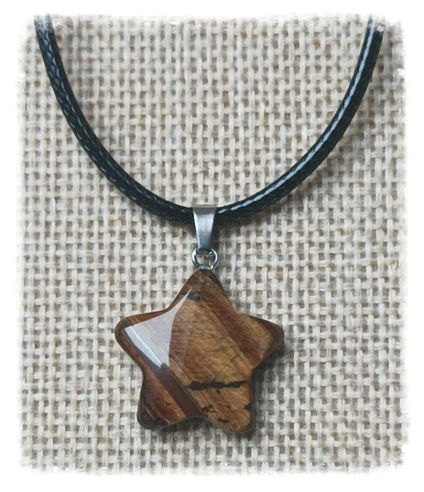 Pendentif étoile pierre précieuse - Oeil de tigre