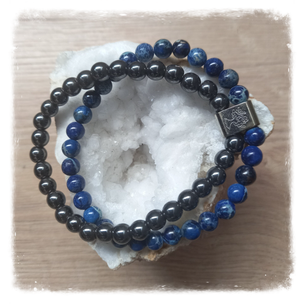 Bracelet Magnétique pierres naturelles - Sodalite & Hématite