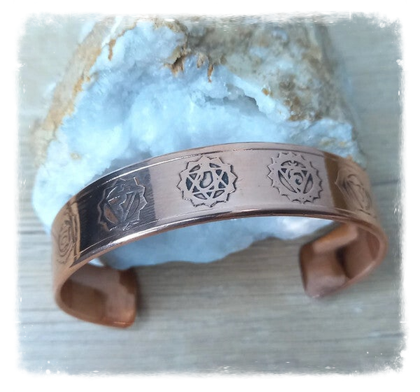 Bracelet cuivre massif gravé affirmation - I am powerful