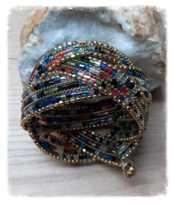 Bracelet perles et métal - Multicolore et doré