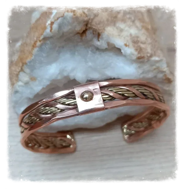 Bracelet cuivre et laiton torsadés