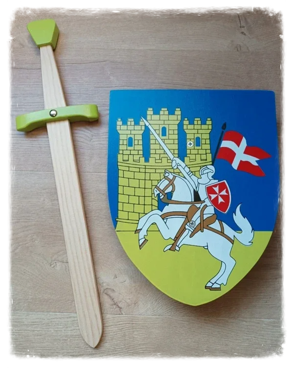 Bouclier Chevalier et épée verte en bois