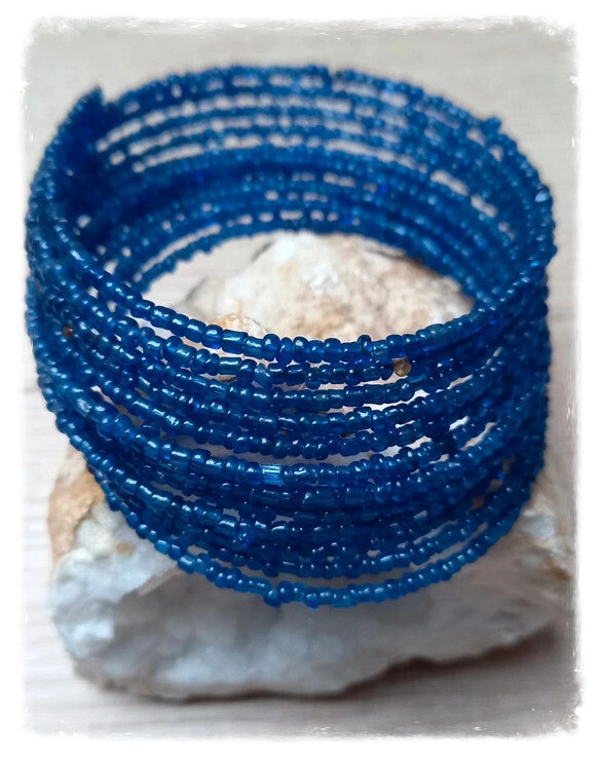 Bracelet spirale Perles de rocailles - Bleu foncé