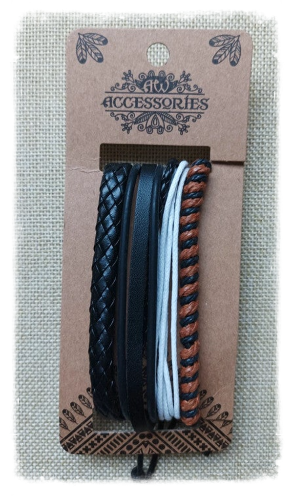 Set de bracelets pour homme cuir