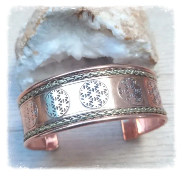 Bracelet large cuivre avec décor laiton (Ref.109)