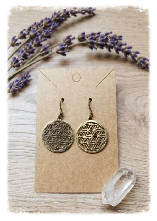 Boucles d'oreilles Fleur de Vie en laiton