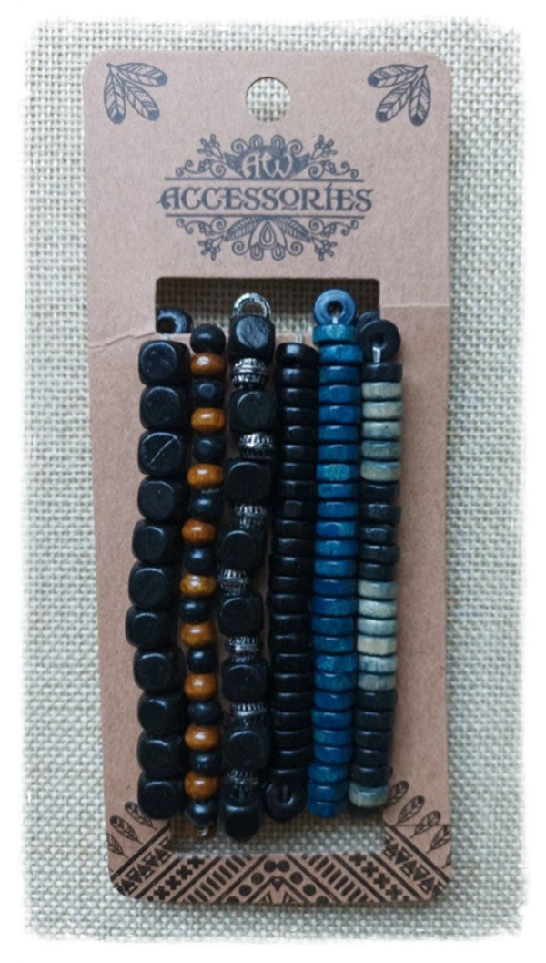 Set de bracelets pour homme perles en bois