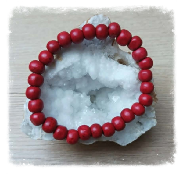 Bracelet perles en bois - Rouge
