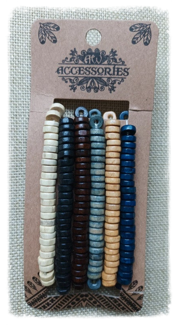 Set de bracelets pour homme perles en bois