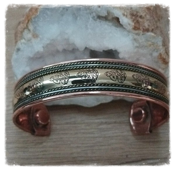 Bracelet cuivre magnétique large Bouddha