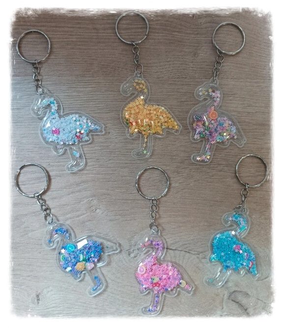 Porte-clés flamant rose étoiles