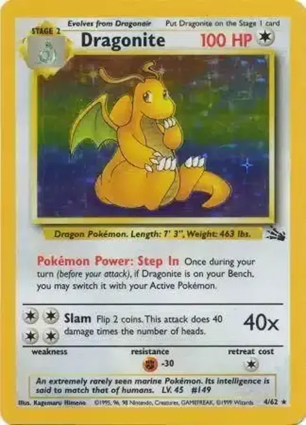 Dragonite 4/62 holo | Fossil