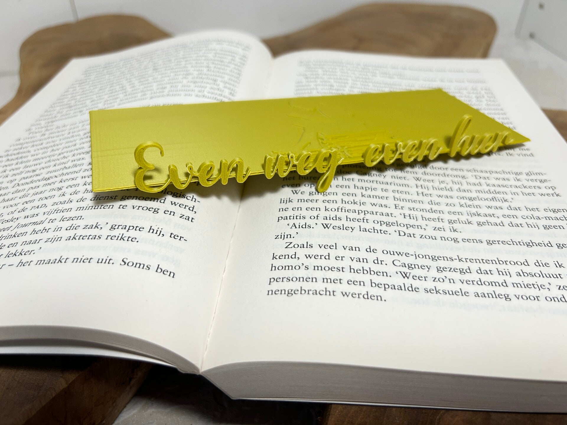 Boekenlegger met tekst