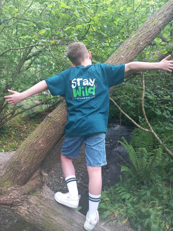 KIDS SAVAGE BEAR WILD T- Teal