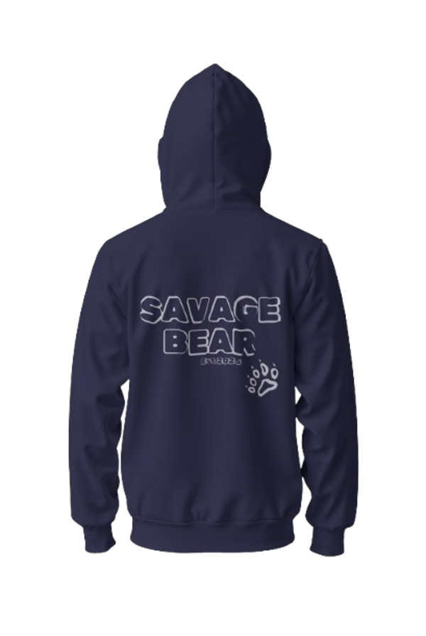 SAVAGE BEAR BUBBLE PAW PRINT NAVY HOODIE