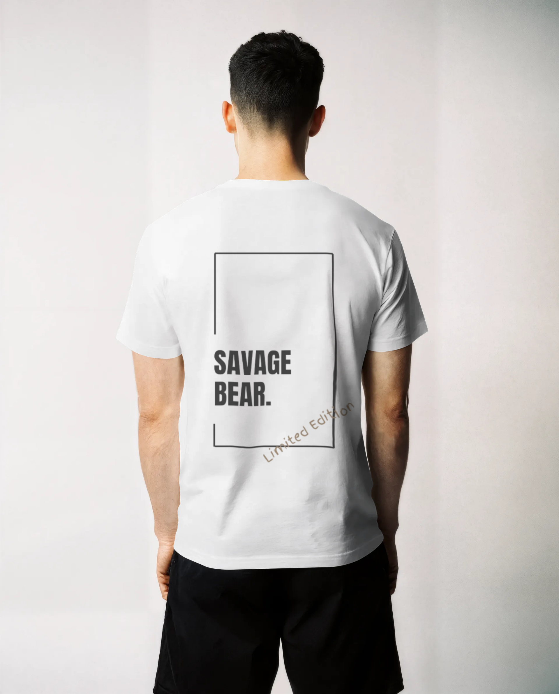 SAVAGE BEAR LIMITED EDITION DESIGN ON WHITE T-SHIRT