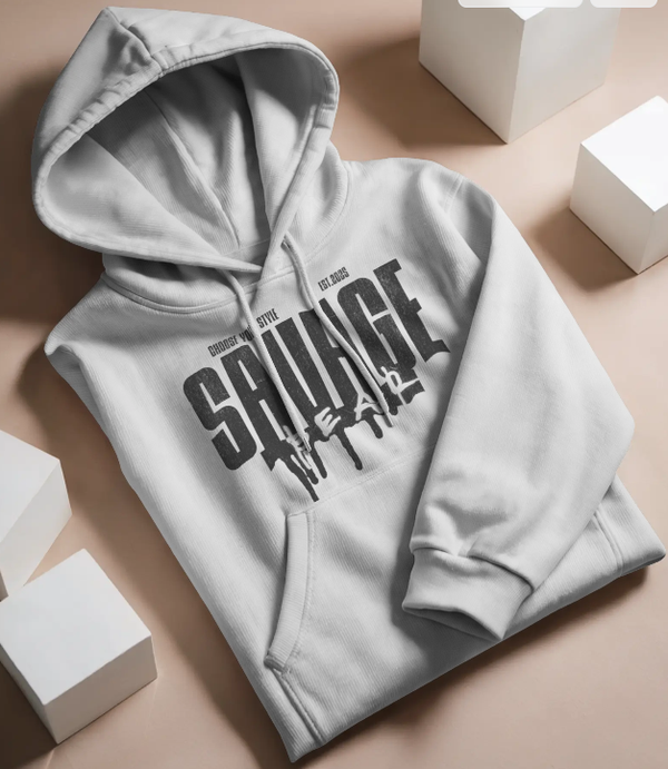 MEN'S SAVAGE BEAR DRIP HOODIE (WHITE)