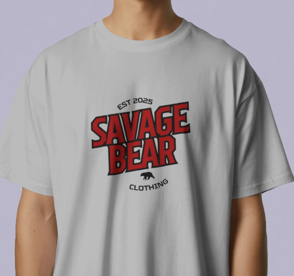 MENS SAVAGE BEAR BIG LOGO- RED (WHITE T)