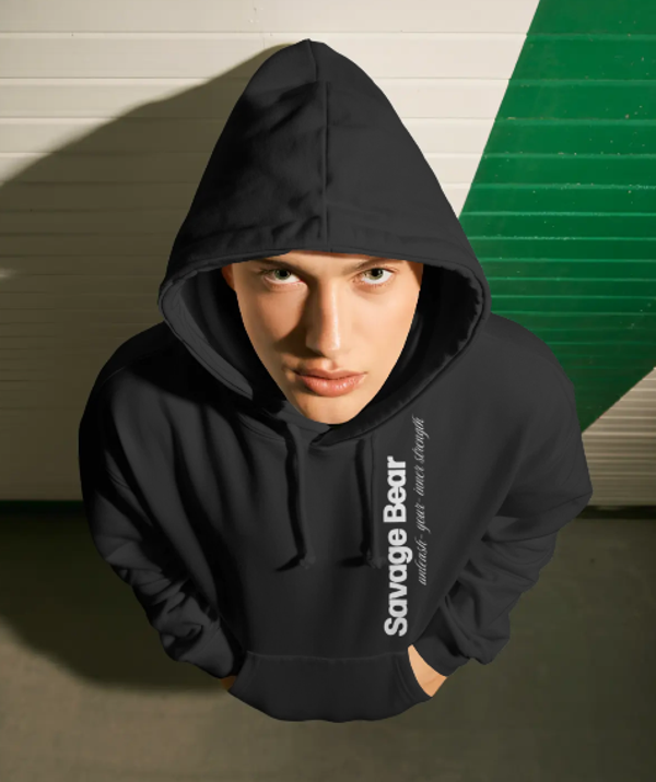 MEN'S SAVAGE BEAR STRENGTH-BLACK HOODIE