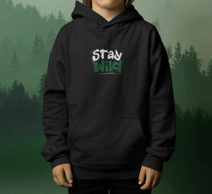 SAVAGE BEAR STAY WILD ON BLACK HOODIE
